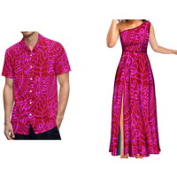 Puffy Sleeveless Dress Floral Print Pacific Island Dress Diagonal Shoulder Women's Dress Polynesian Sexy Slit Skirt