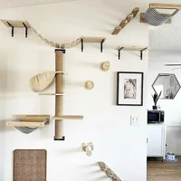 Wall-mounted Cat Climbing Frame 50cm Cat Climbing Ladder Hammock Activity Sisal Cat Grab Post Cat Pedal Indoor Cat House