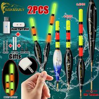 2024 New 2-Piece Luminous Fishing Float With High Sensitivity Short Electronic Rock Fishing Float And USB Dual Port Charging Set