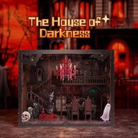 3d wooden puzzle for adults Dark Family book nook with lights model kit dollhouse DIY miniature house Birthday and Christmas gif