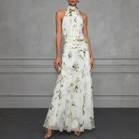 Fashionable Knot Waist Cinching Maxi Dress Sweet Style mid Waist Knitted Polyester Casual Elegant Gown