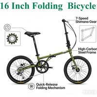 16 Inch Forever Folding Bike - Shimano Geared Ultra-Lightweight Compact Unisex Adult Cycle