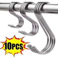 5/10/20/25pcs Stainless Steel S-Shape Hooks Multifunction Hanging Hook For Clothes Bags Towels Home Kitchen Storage Rack Holders