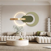 Minimalist living room sofa background wall hanging picture advanced sense LED light light luxury modern