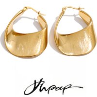 Yhpup Stainless Steel Metal Twisted Geometric Unusual Earrings 18K Gold Color PVD Plated Trending Casual Daily Jewelry