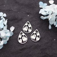 3Pcs Stainless Steel Hollow Ghost - shaped Teardrop Pendant, DIY Jewelry Charms Set for Bracelet, Necklace Crafting Accessories