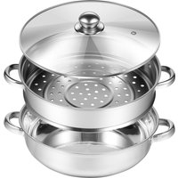 Stainless Steel Steam Pot with Handle and Lid Versatile Solid Steaming Cookware Even Heating Steam Pot Cookware for Cooking