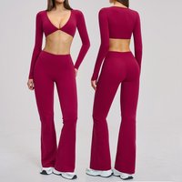 Yoga Set 2PCS Women Tracksuit Sportswear Yoga Outfits Workout Clothes Athletic Wear Gym Legging Fitness Long Sleeve Sports Suits