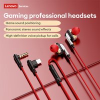 New Lenovo YF45 E-sports HiFi Wired Headphones Type-C 3.5mm Jack In-ear Wired Gaming Music Earphones With Mic Removable Ear Tips