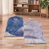 VIKAMA 2-Piece Muslim Prayer Mat with Tassels and Asymmetrical Design, Suitable for All Types of Pilgrimage Activities