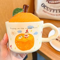 Cute Cartoon Anime Surrounding Orange Model Ceramic Home Office Mug Girl Cute Coffee Milk Fashion Home Supplies Water Cup Gift