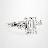 2CT Emerald Cut IGI Certified Lab Grown Diamond DEF VS-VVS Wedding Ring Prongs Setting In Platinum 950 Engagement Ring For Lady