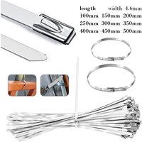10/25Pcs Stainlesss Steel Metal Cable Ties Exhaust Wrap Coated Locking Metal Zip-Exhaust Multifunctional Locking Cable Ties
