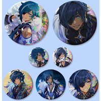 Genshin Game Kaeya Alberich Badges 25 32 44 58 75 Mm Round Cosplay Pin Bag Decor Fans Collect Friends Gifts Brooch Souvenir