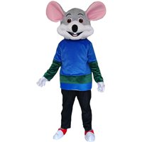Chuck E.New Adult Character Cartoon Cheese Grey Mouse mascot costume Halloween Christmas Carnival Fancy Dress
