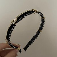 French thousand bird grid pearl chain headband, high-end exquisite retro design hairpin