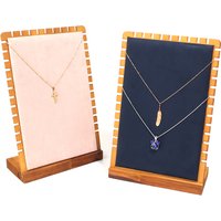 1pc Pine Wood Velvet Vertical Jewelry Necklace Display Stand Clavicle Chain Jewelry Hanging Rack Necklace Display Shooting image 4