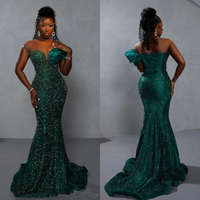 Customized 2026 New Sparkling Green Mermaid Ball Dress V-Neck Backless Sexy Crystal Bead Formal Party Birthday Engagement Dress