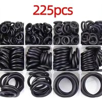 225Pcs Rubber O-Ring Assortment Kit, Assorted Sizes Black Sealing Gaskets, Waterproof Oil-Resistant O Rings for Auto Repair