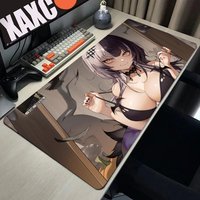 Large Mouse Pad with Purple Hair Book Girl Anime Design, Non-Slip Rubber Computer Notebook Mousepad