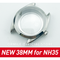 38mm High-Quality Stainless Steel Watch Case for NH35A NH38A - Aqua AT150 with Sapphire Crystal