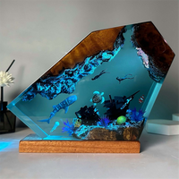 Undersea Resin Lamp Whale Turtle Human Diving Night Light Home Gift Office, Desk Bedroom Decoration Night Light