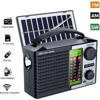 Portable FM AM SW Radio Rechargeable Outdoor Solar Full Band High Sensitivity Radio Receiver with LED Lighting Bluetooth Speaker
