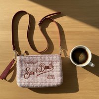 Pink Tweed Crossbody Pouch Luxury Designer Lady's Crossbody Bag Tweed Fabric Shoulder Messenger Crossbody Bag for Women