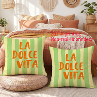 2pcs La Dolce Vita Green Striped Throw Pillow Covers Decorative Soft Cushion Cases for Bedroom Living Room Sofa