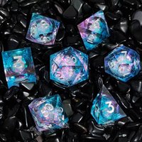 7pcs resin quicksand mixed color dice polyhedron set clear board card game supplies leisure table entertainment toys Play gifts