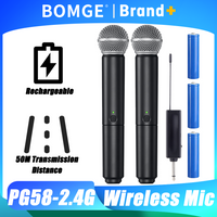 Wireless Microphone Dynamic Handheld Microphones Karaoke Microphone Mic with Rechargeable Receiver for Wedding Party Church Club
