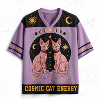 Dark Mystical Style Jersey with Cool Three Eyed Cat Creative 3D Printed Loose Mesh Short Sleeved Shirt for Boys and Girls