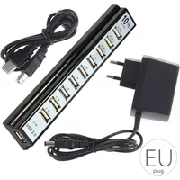 1pcs USB HUB 10 Port Keyboard U-disk Mouse USB 2.0 Plastic Splitter Hub Cellphone Charging Cable Adaptor Charger