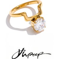 Yhpup Size 678 AAA Shiny Cubic Zirconia Golden Ring Stainless Steel Trendy New Arrivals 2026 Finger Jewelry