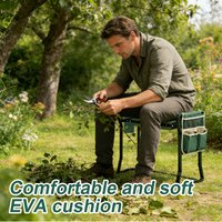 Garden Kneeling Chair, 2-In-1 Foldable Garden Knee Pad And Seat Stool, With Thick Widened EVA Foam Knee Pad, With Tool Bag, Used For Weeding, Planting, Harvesting And Outdoor Lawn Work
