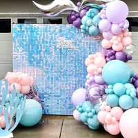 12/36pcs Iridescent Shimmer Panel Glitter Blue Sqaure Sequin Backdrop Panels for Ice Princess Mermaid Birthday Baby Shower Decor
