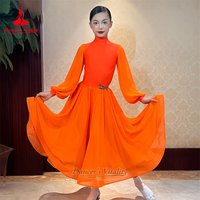 Adult&Child Standard Ballroom Lantern Sleeves 2-piece Set Custom Women Waltz Quickstep Perform Contest Attire Dancer's Vitality