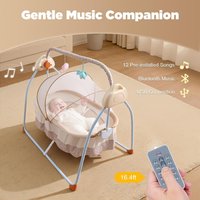 Electric Baby Cradle Intelligent Control Rocking Bluetooth Lullabies Foldable Portable 55lbs Capacity Breathable Mosquito Net