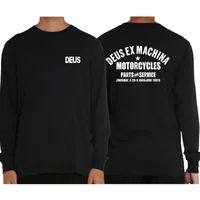 AliExpress DEUS EX MACHINA black long Sleeve T-shirts Men Women Retro Round Neck T-shirts for Oversize letter printing graphic t shirts MTB