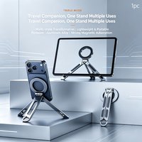 Deep Space Grey Magnetic Phone Stand, 360° Adjustable Multi-Angle Tripod, Ultra-Compact & Lightweight with Carabiner, Compatible