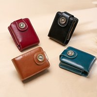 Fashion Leather Lipstick Case with Mirror - Multi-Color Sunflower Buckle Cosmetic Pouch Portable Makeup Storage Bag for Women Tr