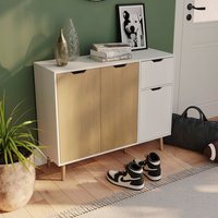 Sideboard Storage Cupboard Cabinet with 1 Drawer for Living, Bedroom, and Dining Room Oak amp White, 3 Door 1 Drawer