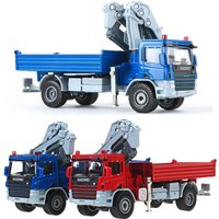 1/50 Truck With Crane Toy Car Engineering Miniature Vehicle Diecast Alloy Model Educational Collection Gift For Boy Children