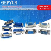 5PCS Port connectors DB9 DB15 DR15 RS232 Harpoon Male/Female right angle VGA socket Adapter D-Sub 3 rows Blue Socket