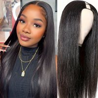V Shape Straight Wig Invisible Scalp Glueless Design Premium Human Hair Durable Smooth Human Hair Lightweight Cap Natural Look Fashion Wig For African Ladies Daily Wear Wig