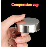 Stainless steel compressed water cup outdoor travel foldable water cup portable toothbrush gargle drinking telescopic cup.