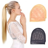 5-10pcs 10*11cm Beige and Black Color Lace Net Make Drawstring Ponytail Lace Wigs Hair Nets Braiding Wig Net for Making Ponytail
