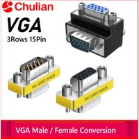 DB15 Adapter 90/270 Degree VGA Male to Female 15 Pin 3 Rows Monitor Projector Computer Connector up down Elbow Video Cable Adapt