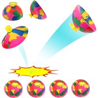 Hip Hop Jump Half Side Bouncing Ball Anti Stress Fidget Toys For Kids Outdoor Fun Camouflage Spinning Bounce Bowl Fingertip Top
