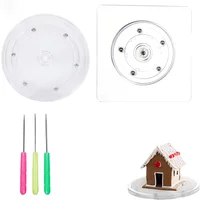 1pc Acrylic Square/Round Cookie Turntable Mini Cake Cupcake Decorating Turntable With Anti-Slip Silicone Mat Decaration Supplies